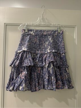Sundry Floral Smocked Tiered Mini Skirt - Lavender Pink